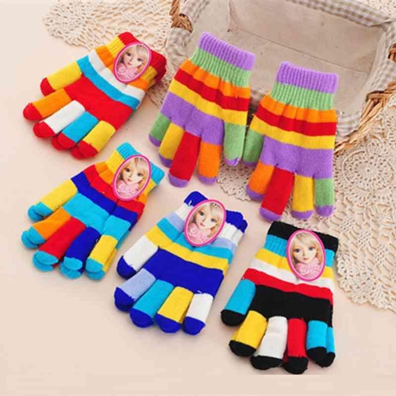 Cute Rainbow Kids Winter Warm Gloves